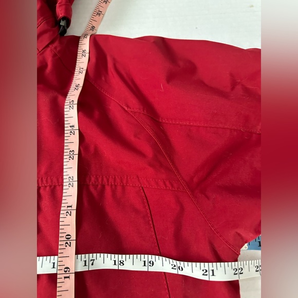 Eddie Bauer Jacket Weatherproof Red & Black 7 Pockets Detachable Hood Sz Small - Picture 10 of 13